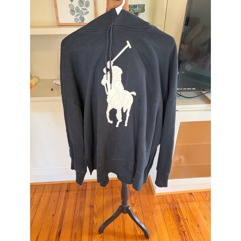 Polo Ralph Lauren Black Big Pony Oversized Hoodie Sweatshirt Womens M/L